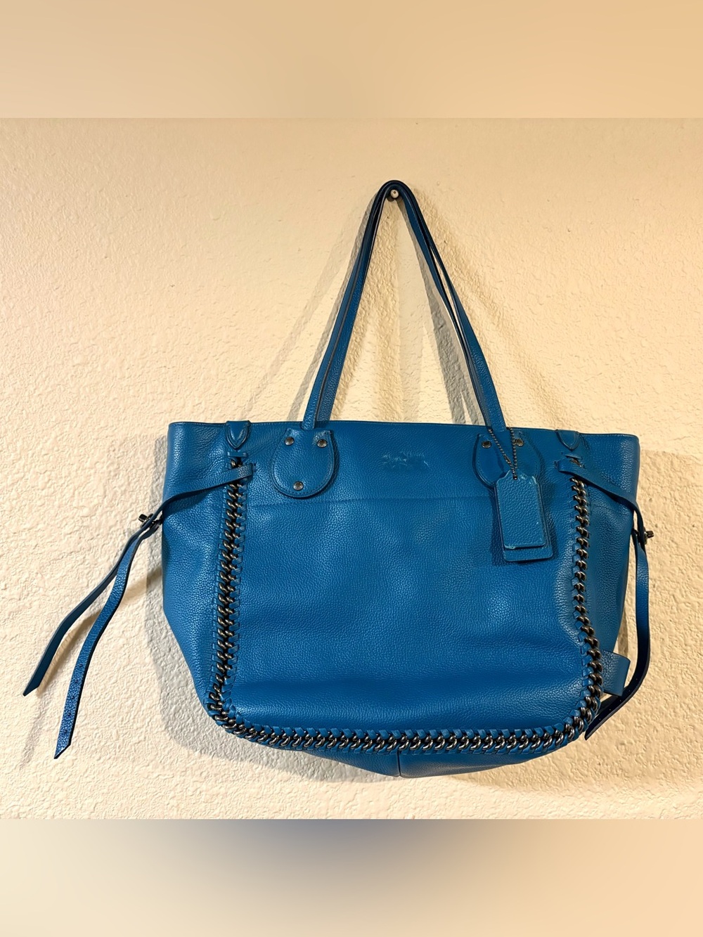 Coach Teal Leather Tatum Whipstitch Tote 34398